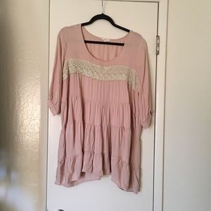 Anthropologie easel Light Pink Tunic Top